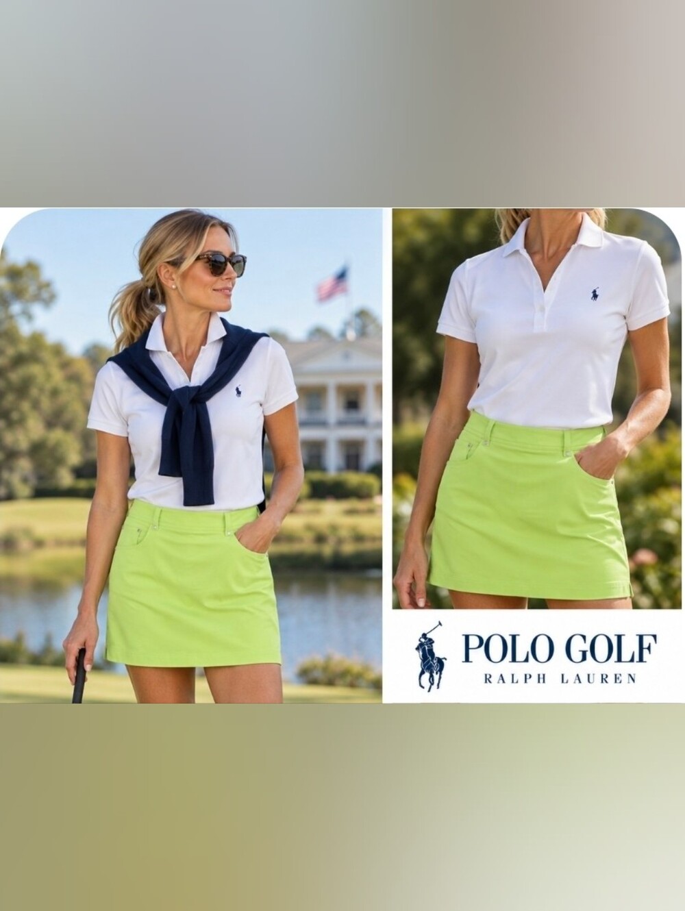 Polo Golf Ralph Lauren Golf Skirt Built In Shorts Sz 10 Side Zip Lime Green
